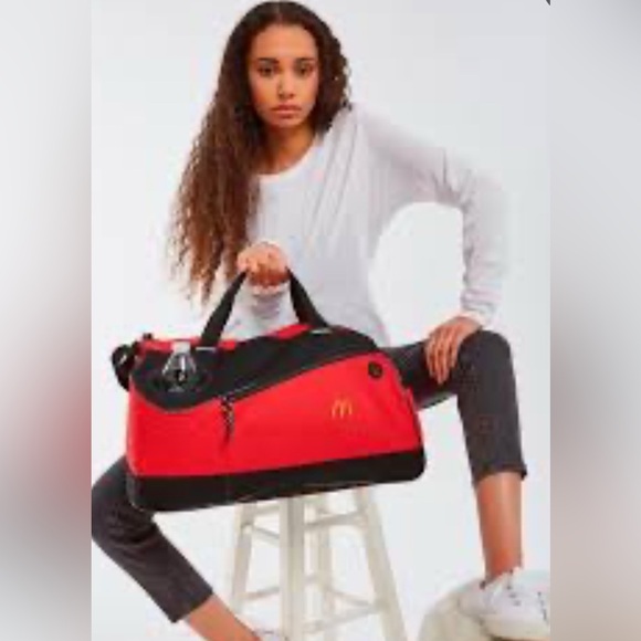 RARE- McDonalds Red And Black With Bottle Holder Lightweight Duffel Bag - Picture 2 of 10